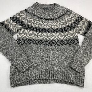 Y2K Abercrombie & Fitch Knit Fair Isle Sweater size M Gray Preppy Winter